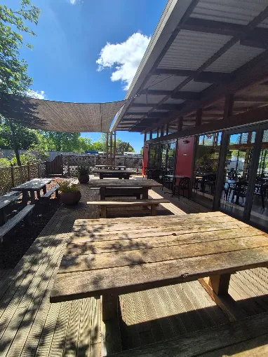 Outdoor seating café Te Kūiti garden seating at Bosco Café
